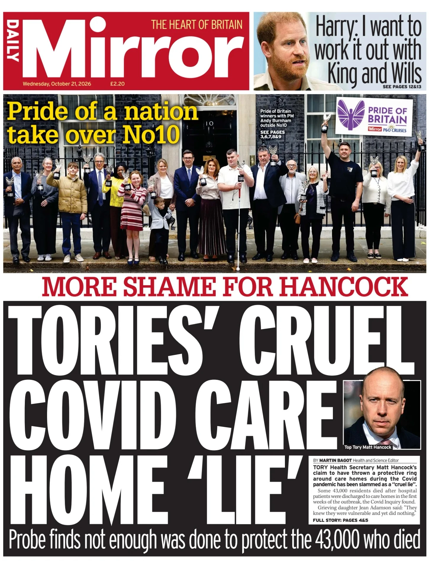 Prima-pagina-Daily Mirror-edizione-di-oggi-21-10-2026